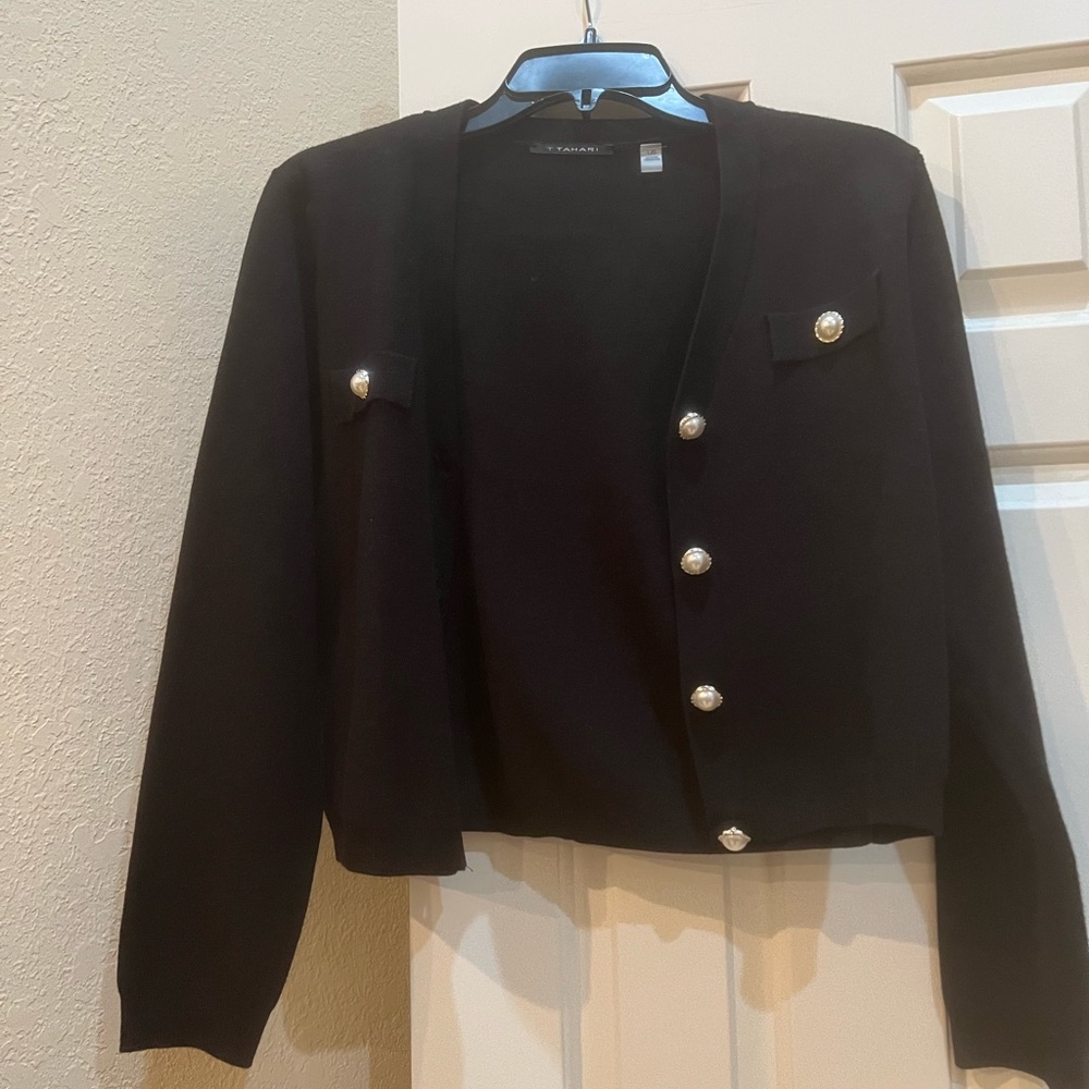 Gorgeous T TAHARI Cardigan with Faux Pearl Buttons!